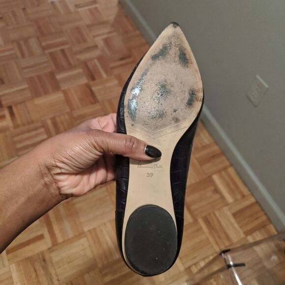 Massimo Dutti Blue/Black Croc-Embossed Flats - Picture 5 of 8